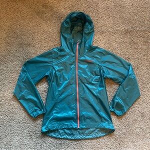 Patagonia Jacket Womens Medium Blue Hooded Windbreaker Full Zip Outdoor Polyamid